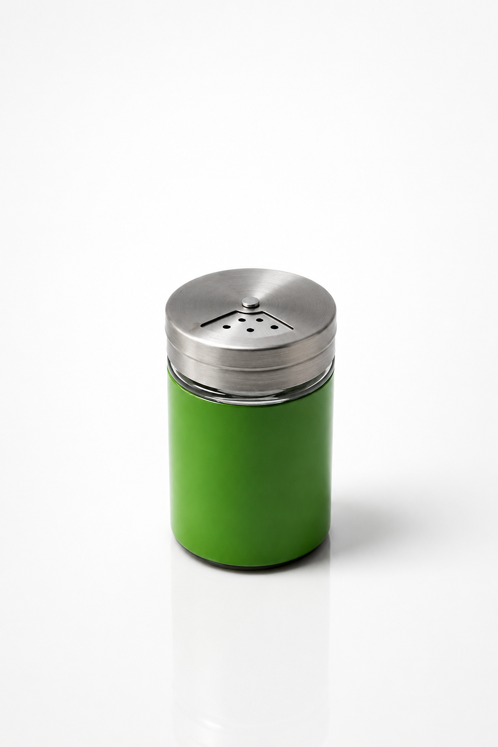 Glass Spice Shaker with Green Sleeve & Steel Sifter Lid